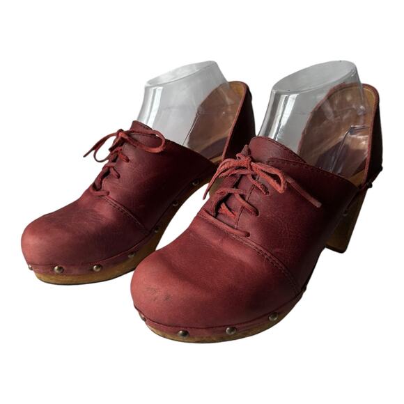 Sanita Theodora Nubuck Leather Clog Studded Wood platform 3" Heel size (38) 7 - Picture 14 of 16